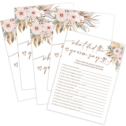 Boho Bridal Shower Decorations,What Did The Groom Say Bridal Shower Game,Love Is In Bloom Bridal Shower,Bridal Shower Gift Ideas,Cute Shower Games,Bachelorette Games for Parties,30 Game Card Sets,N5