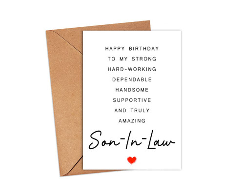 Son-In-Law Birthday Card - Poem Birthday Card To Amazing Son-In-Law - Birthday Card For Son-In-Law - Poem Card - Gift For Him - Father's Day Gift - Son-In-Law Card