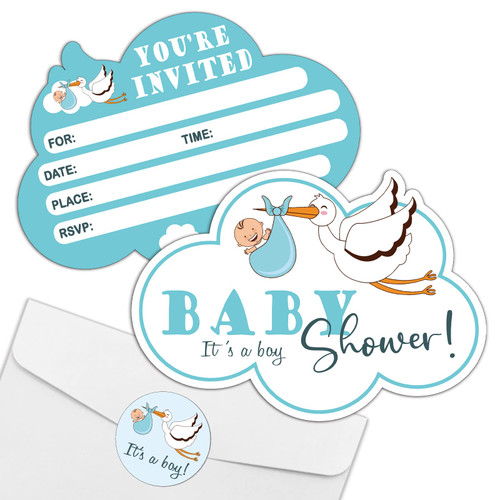 REWIDPARTY It's A Boy Baby Shower Invitations with Envelopes & Stickers?Set of 15? Boys Birthday Party Invites Cards Blue Stork Shaped Fill-in Invitations Party Supplies Favors for Baby Shower REWIDPARTY It's A Boy Baby Shower Invitations with Envelopes & Stickers?Set of 15? Boys Birthday Party Invites Cards Blue Stork Shaped Fill-in Invitations Party Supplies Favors for Baby Shower