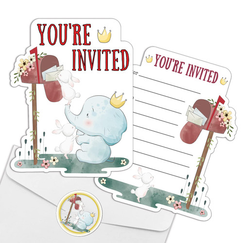 REWIDPARTY Cute Elephant Party Invitations with Envelopes & Stickers?Set of 15? Elephant & Mailbox Shaped Fill-in Invitations Kids Party Invites Cards Party Supplies Favors for Birthday Baby Shower REWIDPARTY Cute Elephant Party Invitations with Envelopes & Stickers?Set of 15? Elephant & Mailbox Shaped Fill-in Invitations Kids Party Invites Cards Party Supplies Favors for Birthday Baby Shower