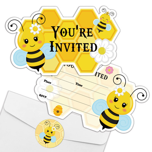 REWIDPARTY Cute Bee Birthday Party Invitations with Envelopes & Stickers?Set of 15? Honeycomb Shaped Fill-in Invitations Kids Party Invites Cards Party Supplies Favors for Birthday Baby Shower REWIDPARTY Cute Bee Birthday Party Invitations with Envelopes & Stickers?Set of 15? Honeycomb Shaped Fill-in Invitations Kids Party Invites Cards Party Supplies Favors for Birthday Baby Shower