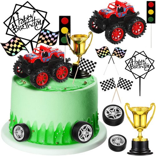 30 Pcs Trucks Cake Topper Truck Cake Decorations Race Car Cupcake Topper Car Cake Topper Blaze Truck Theme Birthday Supplies for Racing Car Kids Baby Shower Themed Birthday Party Decorations