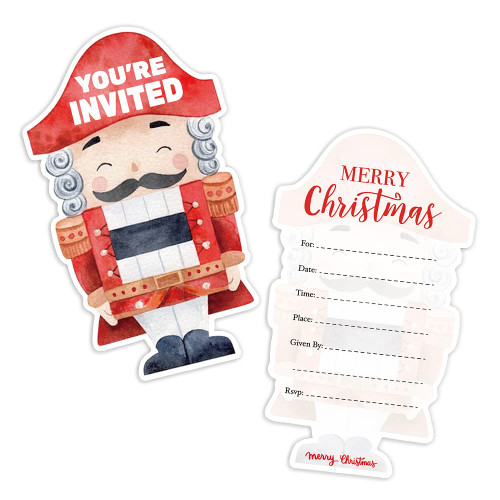 Christmas Party Invitation Cards?15 Sheets Christmas Nutcrackers Invitation Cards with with 15 Envelopes? Christmas Nutcrackers ?Christmas Party Supplies?Christmas Shaped Fill-In Invitations