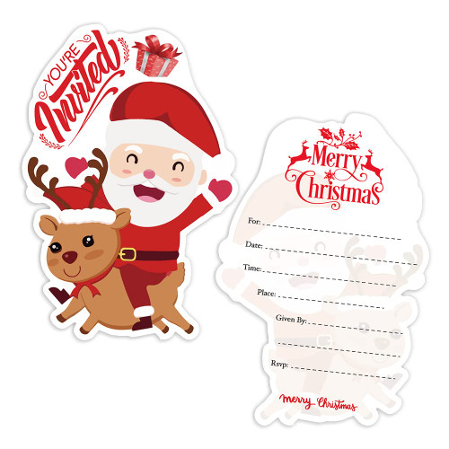 Christmas Party Invitation Cards?15 Sheets cartoon santa claus cute elk Invitation Cards with with 15 Envelopes?Christmas Shaped Fill-In Invitations?Christmas Party Supplies