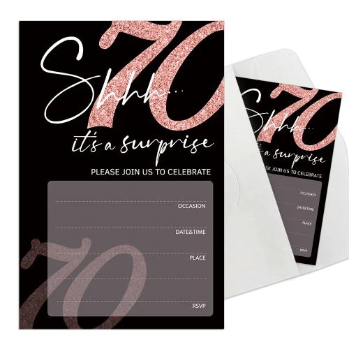 Cusrtyh 70th Birthday Party Invitations ?70th Anniversary Birthday party?Rose Gold Birthday Party?Surprise Party Invitations?Invites for Anniversaries?70th Birthdays?15 Cards With 15 Envelopes