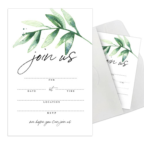 Cusrtyh Engagement and Birthday Party Invitations card?Bridal Showers Invitations card?Cards for Your Wedding?Reception?Bridal or Baby Shower?Rustic Greenery Invitations?15 Cards With 15 Envelopes