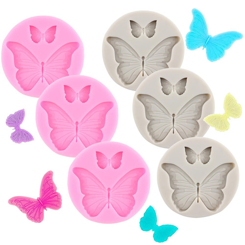 RFGHAC Butterfly Silicone Molds Mini Butterfly Fondant Mold Silicone Butterfly Chocolate Mold For Cake Decorating Cupcake Topper Candy Gum Paste Set Of 6