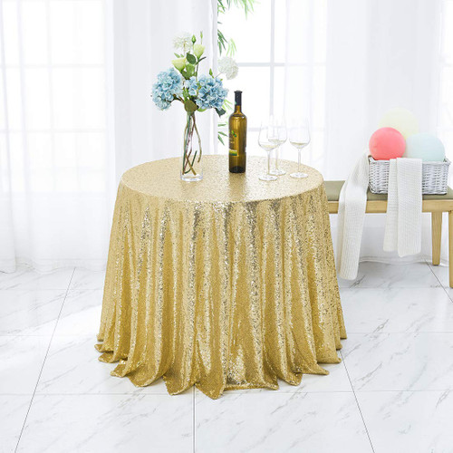 Hahuho 50 inch Round Sequin Tablecloth Gold, Glitter Tablecloth for Bridal Shower Decorations, Birthday, Wedding, Dessert, Banquet?50 inch Round, Gold? Hahuho 50 inch Round Sequin Tablecloth Gold, Glitter Tablecloth for Bridal Shower Decorations, Birthday, Wedding, Dessert, Banquet?50 inch Round, Gold?