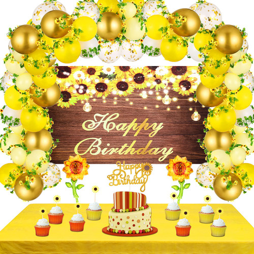55 Pieces Sunflower Birthday Decorations Include Sunflowers Birthday Backdrop Tablecloths Sunflower Garland Cupcake Toppers Sunflower Balloons Latex Balloons for Birthday Party Wedding Baby Shower 55 Pieces Sunflower Birthday Decorations Include Sunflowers Birthday Backdrop Tablecloths Sunflower Garland Cupcake Toppers Sunflower Balloons Latex Balloons for Birthday Party Wedding Baby Shower