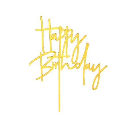 Gold DIY Happy birthday Cake Topper Acrylic Happy Birthday Cake Sign Party Decorations Supplies