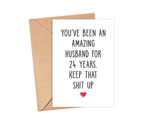 24 Years Anniversary Card For Husband - 24th Anniversary Card For Him - 24 Years Married Card - Funny 24 Years Together Card Gift For Men
