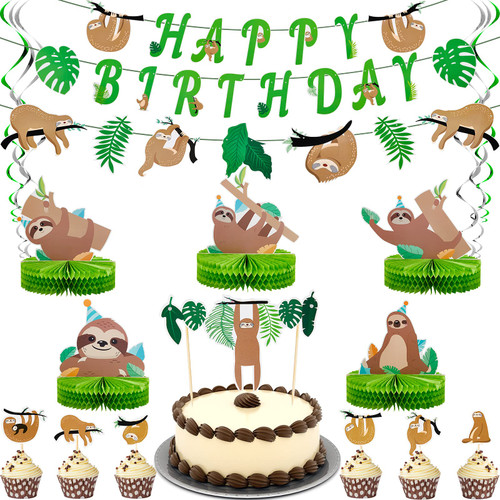 Sloth Birthday Party Decorations Set Sloth Theme Happy Birthday Banner Bunting Cake Toppers and 5 Pieces 8 Inches Sloth Honeycomb Table Centerpiece Honeycomb Colorful Sloth Party Decoration Supplies Sloth Birthday Party Decorations Set Sloth Theme Happy Birthday Banner Bunting Cake Toppers and 5 Pieces 8 Inches Sloth Honeycomb Table Centerpiece Honeycomb Colorful Sloth Party Decoration Supplies