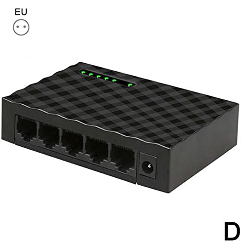 Connectors 5 Port Gigabit Switch 10/100/1000Mbps RJ45 LAN Ethernet Network Hub Switching Shunt Power with Desktop Adapter Fast EU/US F7R4 - (CN, Color: D)