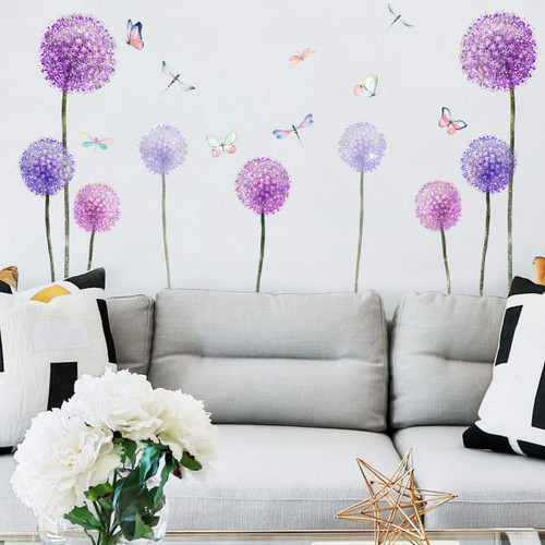 Purple Dandelion Wall Decals Flower Wall Stickers Murals Butterflies Wall Decor for Bedroom Office Bathroom Living Room Floral Wall Decals Removable Wall Art Decoration Peel and Stick Room Wall Decor Purple Dandelion Wall Decals Flower Wall Stickers Murals Butterflies Wall Decor for Bedroom Office Bathroom Living Room Floral Wall Decals Removable Wall Art Decoration Peel and Stick Room Wall Decor