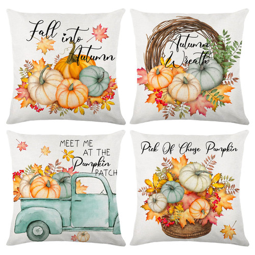 Fall Pillow Covers - Thanksgiving Pillow Covers,Pumpkin Throw Pillow Covers 18x18 Set of 4,Autumn Harvest Pillow Covers For Fall Decor,Farmhouse Decor Pillow Cases,Thanksgiving Cushion Cover for Couch Fall Pillow Covers - Thanksgiving Pillow Covers,Pumpkin Throw Pillow Covers 18x18 Set of 4,Autumn Harvest Pillow Covers For Fall Decor,Farmhouse Decor Pillow Cases,Thanksgiving Cushion Cover for Couch