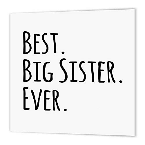 3dRose ht_151535_3 Best Big Sister Ever Gifts for Elder and Older Siblings Black Text Iron on Heat Transfer, 10 by 10"
