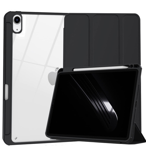 Xkladz Case for iPad 10th Generation Case with Pencil Holder, for iPad 10.9 Inch 10th Gen iPad Case 2022 with Clear Back, Stand Shockproof Cover for iPad 10th Generation 2022, Auto Sleep/Wake, Black