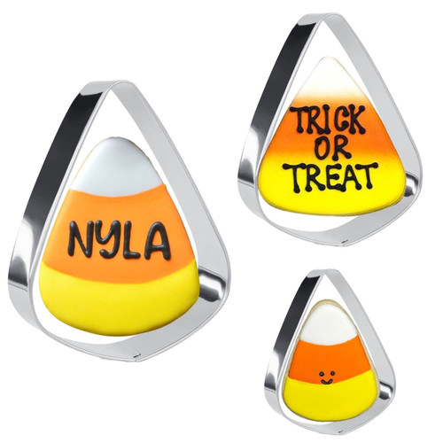 Crethinkaty 3 Pieces Candy Corn Cookie Cutter Set Stainless Steel Halloween/Thanksgiving Candy Corn Shape Cookie Cutters for Baking