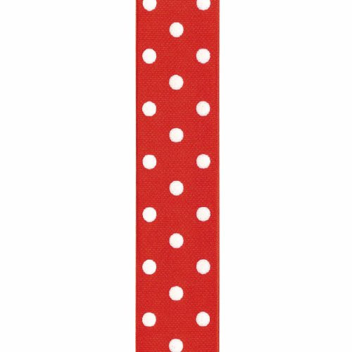 Offray Grosgrain Polka Dot Craft Ribbon, 1 1/2-Inch x 9-Feet, Red