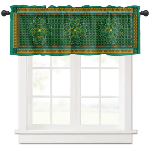 St. Patrick's Day Curtain Valance Window Treatment for Living Room, Green Lucky Four Leaf Clover Rod Pocket Short Valance Curtains, 54x18 Inch St. Patrick's Day Curtain Valance Window Treatment for Living Room, Green Lucky Four Leaf Clover Rod Pocket Short Valance Curtains, 54x18 Inch