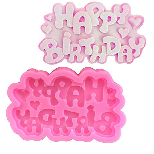 Alminionary Happy Birthday Silicone Molds Birthday Alphabet Fondant Silicone Mold Chocolate Molds Letters Silicone Fondant Cake Molds for Birthday Party Cake Topper Decoration