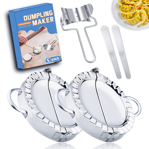 Dumpling Maker 5 Pcs Dumpling Mold Set and Cutter, Dumpling Press molds Dumpling Skin Maker Stuffing Spoon Flour Ring Cutter Dumpling Pie Ravioli Empanadas Press Mold Kitchen Accessories Dumpling Maker 5 Pcs Dumpling Mold Set and Cutter, Dumpling Press molds Dumpling Skin Maker Stuffing Spoon Flour Ring Cutter Dumpling Pie Ravioli Empanadas Press Mold Kitchen Accessories