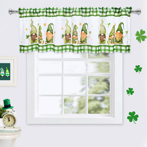 St. Patrick's Day Valance Curtains for Kitchen Shamrock/Gnome Valances Green Buffalo Plaid Rod Pocket Window Curtain Clover Lucky Window Treatment Valances for Cafe Bathroom 61''W x 18''L, 1 Panel St. Patrick's Day Valance Curtains for Kitchen Shamrock/Gnome Valances Green Buffalo Plaid Rod Pocket Window Curtain Clover Lucky Window Treatment Valances for Cafe Bathroom 61''W x 18''L, 1 Panel