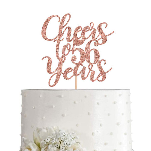 56 Rose Gold Glitter Cheers to 56 Years Cake Topper, Happy 56th Birthday Party Toppers Decorations, Supplies