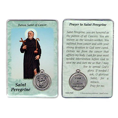 Dnniakm Saint St St. Peregrine Prayer Card Holy Card Cards Patronage Patron Cancer with Medal.