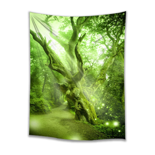 Customizable, Kolaimo Forest Tapestry Wall Hanging Sunshine Through Green Trees Nature Scenery Bedroom Living Room Dorm Decor