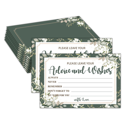Advice and Wishes Cards, Greenery Floral Bridal Shower Advice & Wishes for the Mr & Mrs, Eucalyptus Wedding Reception/Engagement Party Supplies Decorations - 03(25 Pack)