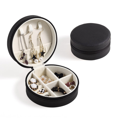 CASEGRACE Travel Jewelry Case, Small Jewelry box for Women Girls, Portable Mini Jewelry Organizer Display Case with Zipper for Rings Earrings Necklace Bracelets Storage, Black CASEGRACE Travel Jewelry Case, Small Jewelry box for Women Girls, Portable Mini Jewelry Organizer Display Case with Zipper for Rings Earrings Necklace Bracelets Storage, Black