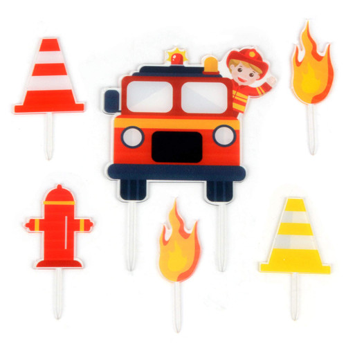 Helewilk 6 Pcs Fire Truck Happy Birthday Cake Toppers, Rescue Theme/Baby Shower Cake Decor, Firefighter/Cartoon Theme Cake Topper for Fireman, Firetruck Birthday Party Supplies Helewilk 6 Pcs Fire Truck Happy Birthday Cake Toppers, Rescue Theme/Baby Shower Cake Decor, Firefighter/Cartoon Theme Cake Topper for Fireman, Firetruck Birthday Party Supplies