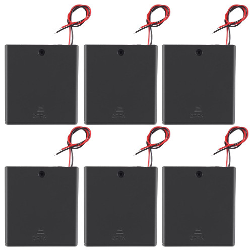 FOXTIP 4 AA Battery Holders with Switch and Leads, 6V Battery Compartment with On/Off Switch for Convenient Power Management,Total 6 Pcs