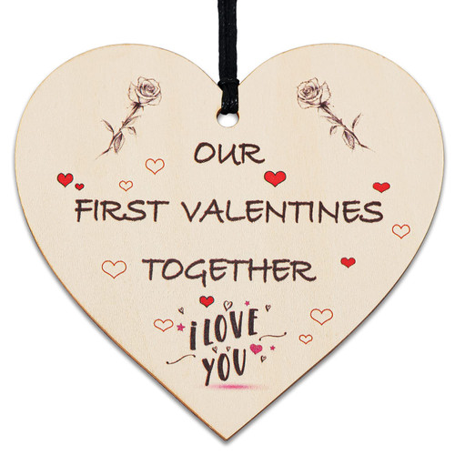 Valentines Day Gifts Decor First Valentines Gift for Him Boyfriend Girlfriend Her Valentines Day Cards Decoration Our 1st Valentines Card for Him Her Sign Heart Plaque