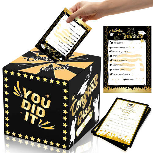 KatchOn, Graduation Card Box 2023 - Pack of 25, Graduation Advice Cards | Black and Gold Graduation Party Decorations 2023 | Card Box for Graduation Party 2023 | Graduation Decorations Class of 2023 KatchOn, Graduation Card Box 2023 - Pack of 25, Graduation Advice Cards | Black and Gold Graduation Party Decorations 2023 | Card Box for Graduation Party 2023 | Graduation Decorations Class of 2023