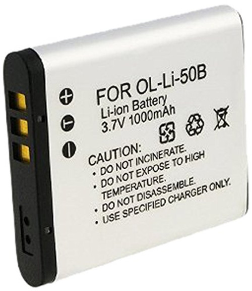 Amsahr S-LI50 Digital Replacement Battery Plus Travel Charger for Olympus LI50B, Mju 6020 with Lens Accessories Pouch (Gray)