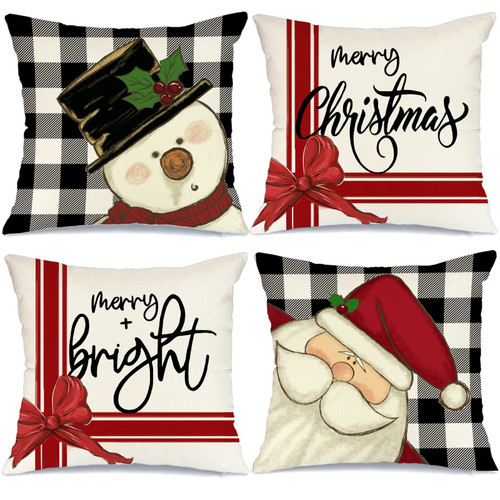GEEORY Christmas Pillow Covers 18x18 Set of 4 for Christmas Decorations Snowman Santa Claus Christmas Pillows Hello Winter Holiday Throw Pillows Christmas Farmhouse Decor for Couch GEEORY Christmas Pillow Covers 18x18 Set of 4 for Christmas Decorations Snowman Santa Claus Christmas Pillows Hello Winter Holiday Throw Pillows Christmas Farmhouse Decor for Couch