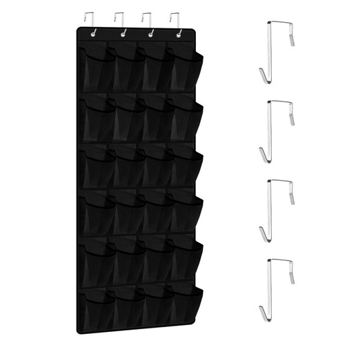 SupMaka Over the Door Shoe Organizer - 24 Mesh Hanging Shoe Organizer, Clear Pocket Hanging Shoe Organizer for Closet, Large Shoe Holder Over the Door Hanging, Black SupMaka Over the Door Shoe Organizer - 24 Mesh Hanging Shoe Organizer, Clear Pocket Hanging Shoe Organizer for Closet, Large Shoe Holder Over the Door Hanging, Black