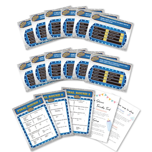 Baby Shower Friendly Feud Game,Neutral Baby Shower Decorations,Baby Shower Feud Quiz,Baby Shower Decorations,Baby Shower Game Night,2 Instruction Cards + 12 Preliminaries Cards + 3 Final Cards-SQBS02