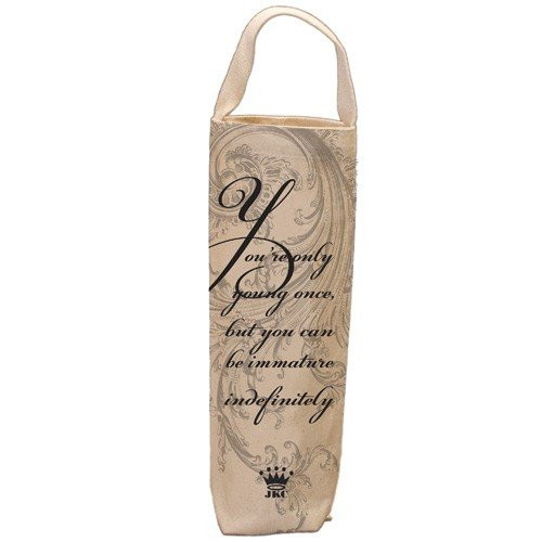 JKC Studios Cotton Canvas Wine Bottle Bag, You're Only Young Once