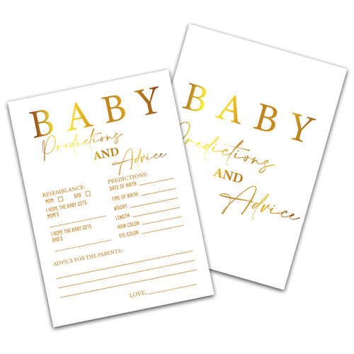 Baby Shower Games(5" X 7"), 30 Sets Modern Gold Baby Predictions and Advice Game Cards, Boy Girl Gender Neutral Baby Shower Supplies-A05