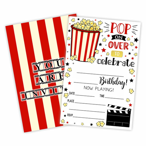 Movie Theme Birthday Party Invitation, Pop On Over Invite Cards?20 Count) With Envelopes, Fill In Style Invite Cards For Boys, Girls, Kids, Birthday Party Supplies-A43 Movie Theme Birthday Party Invitation, Pop On Over Invite Cards?20 Count) With Envelopes, Fill In Style Invite Cards For Boys, Girls, Kids, Birthday Party Supplies-A43