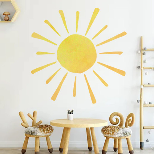 35.4" x 35.4" Watercolor Boho Sun Wall Decals Peel and Stick, PVC Sunrise Wall Stickers, Yellow Sunshine Wall Art Decor for Kids Room Playroom Nursery Bedroom (Boho Sun-3) 35.4" x 35.4" Watercolor Boho Sun Wall Decals Peel and Stick, PVC Sunrise Wall Stickers, Yellow Sunshine Wall Art Decor for Kids Room Playroom Nursery Bedroom (Boho Sun-3)