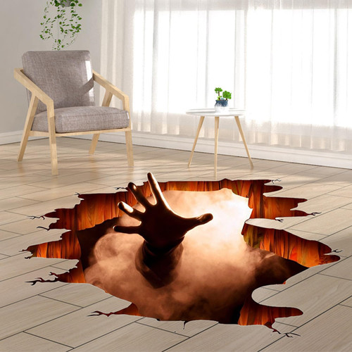 3D Ghost Hand Scratching Halloween Wall Decals, Scary Halloween Floor Wall Decals, Removable Mural Wall Decal for Living Room Bedroom, Waterproof PVC Stickers for Wall Decoration