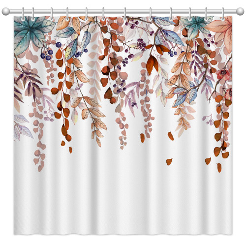Fall Shower Curtain, Fall Thanksgiving Decorations Shower Curtains for Bathroom with Hooks, Autumn Leaves Fall Bathroom Decor Waterproof Bath Curtains Farmhouse Fabric Holiday Shower Curtains 72"x72"