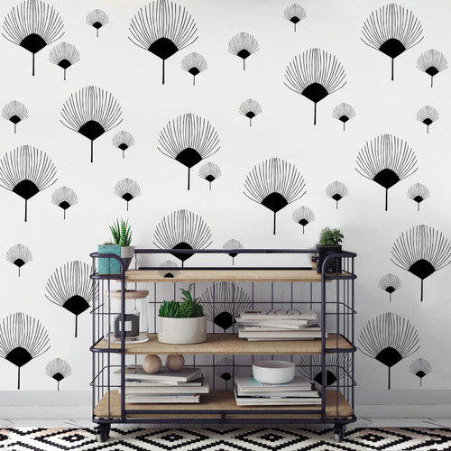 Black Leaves Wall Sticker,Modern Wall Decal for Living Room,Nordic Leaf Wall Art Stickers for Bedroom,Peel and Stick Palm Leaf Sticker Tropical Plant Wall Stickers for Bathroom Kitchen Home Decoration