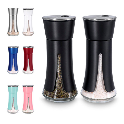 Glass Salt and Pepper Shakers by Aelga, Salt Shaker with Lid, Refillable Salt Shakers for Kitchen, Table and Restaurant