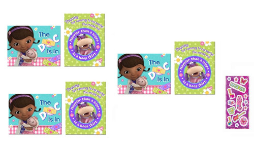 Unique Doc McStuffins Birthday Party Supplies Bundle includes 24 Party Invitations and 24 Thank You Note Cards