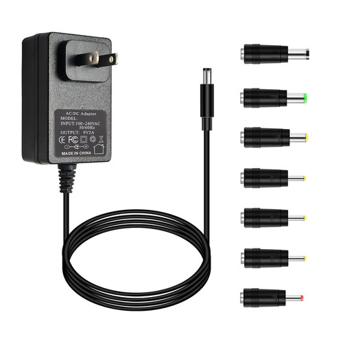 9V 2A AC DC Power Supply Cord Adapter Center Positive Wall Charger with 8 Tips for 9 Volt 500mA 800mA 1000mA 1200mA 1500mA 1600mA 1800mA 1900mA 2000mA Equipment